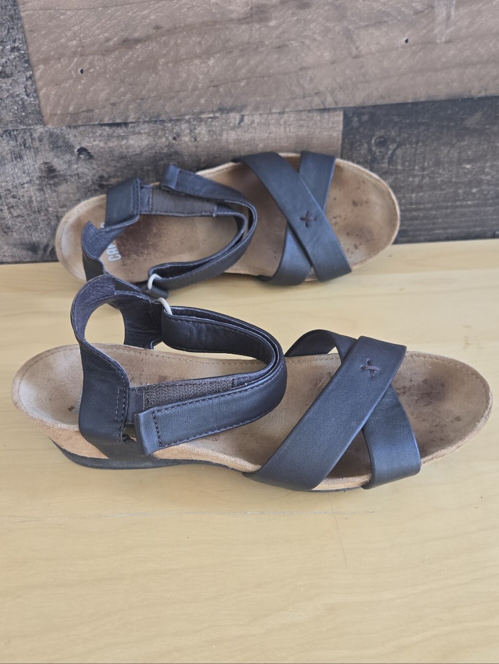 Camper Womens Leather Slingbacks Wedge Sandals Brown Size 35